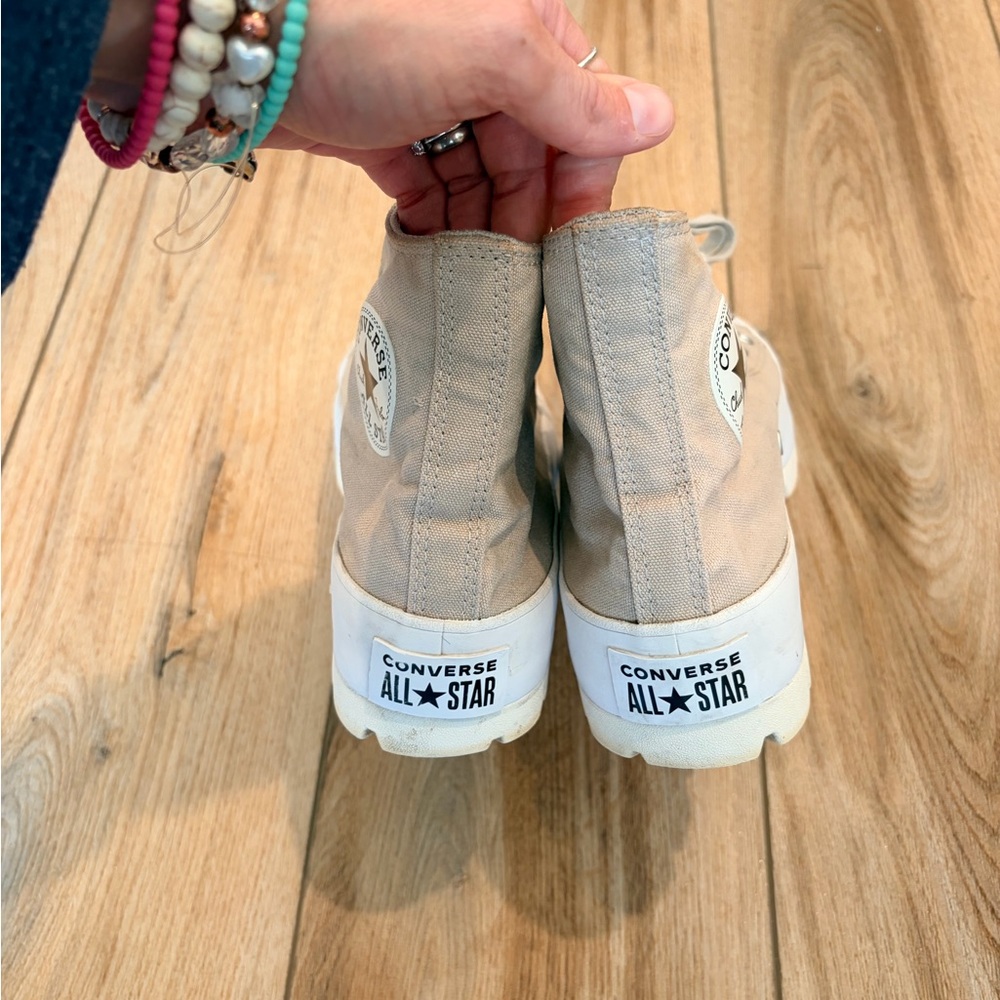 Converse High Top Lug-Sole Sneakers - Beige & White - Picture 7 of 9
